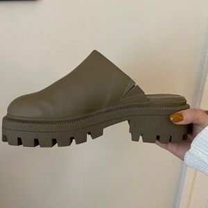 Khaki ASOS Lug Sole Mules